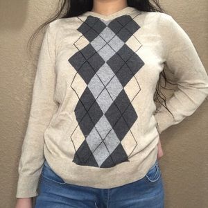 Cream argyle sweater